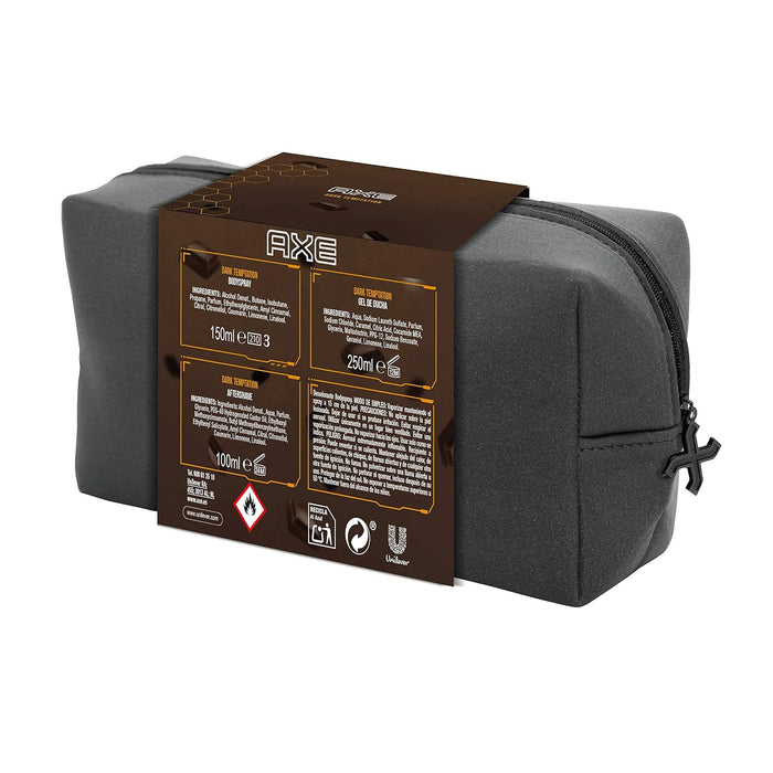 AXE Dark Temptation Neceser Trío para Hombre. El set de regalo con el ritual de cuidado completo: incluye Desodorante 150ml, Gel de Ducha 250ml y After Shave 100ml. Axe - pack