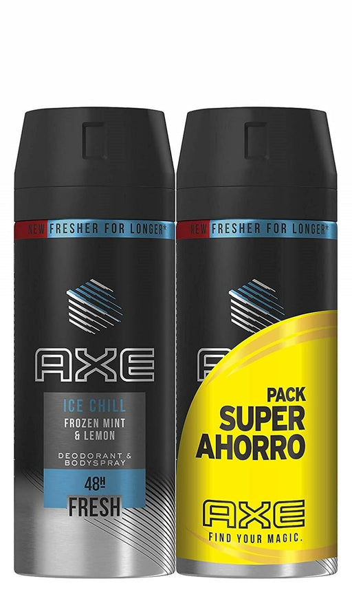 AXE Ice Chill Desodorante Bodyspray, Pack Duplo Ahorro de 4x150ml (600ml). Fragancia ultra fresca con limón y menta helada para un frescor polar instantáneo. Axe - pack