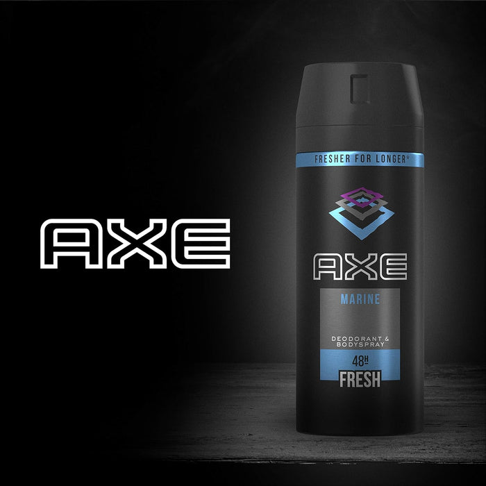 AXE Marine Desodorante Bodyspray, 48h de Protección, Pack de 3x150ml. Fragancia masculina tonificante inspirada en la brisa marina con notas cítricas y amaderadas. Axe - extra