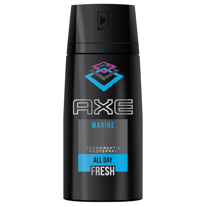 AXE Marine Desodorante Bodyspray, 48h de Protección, Pack de 3x150ml. Fragancia masculina tonificante inspirada en la brisa marina con notas cítricas y amaderadas. Axe - pack