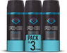 AXE Marine Desodorante Bodyspray, 48h de Protección, Pack de 3x150ml. Fragancia masculina tonificante inspirada en la brisa marina con notas cítricas y amaderadas. Axe - presentacion