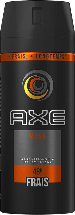 AXE Musk Desodorante Spray Corporal para Hombre, Pack de 6x150ml (900ml). La icónica fragancia a almizcle en un formato ahorro para una protección y frescura total. Axe - detalle