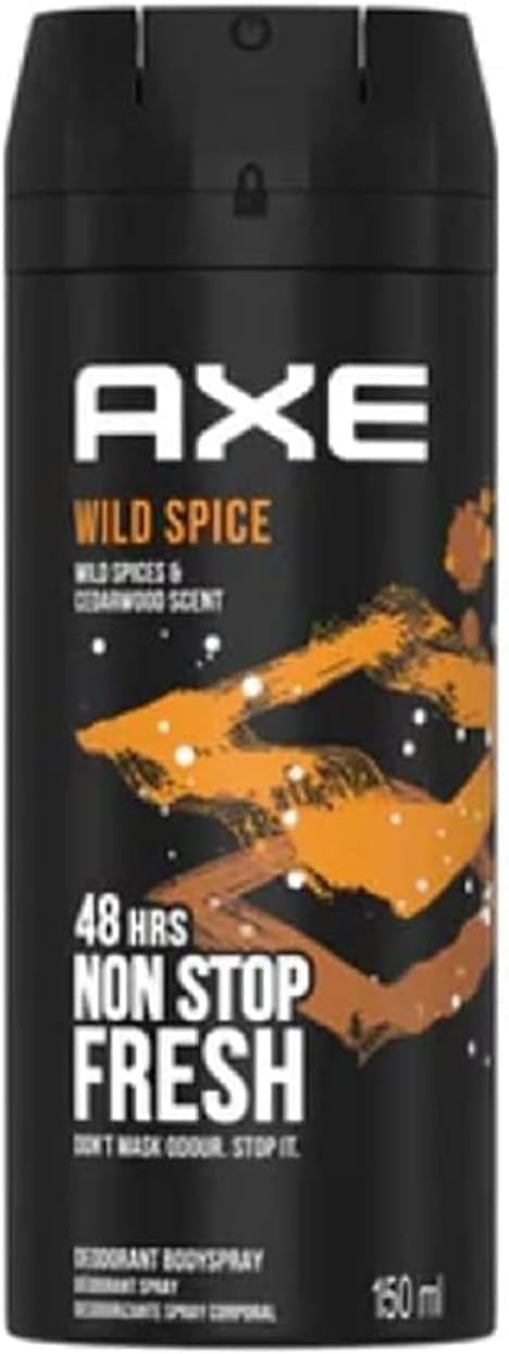 AXE Wild Spice Desodorante en Spray para Hombre, 150 ml. Una fragancia especiada y salvaje para una protección eficaz y un aroma que te hará sentir bien todo el día. Axe - frontal