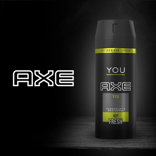 AXE You Desodorante Bodyspray para Hombre, 48h de Protección, Pack de 3x150ml. Fragancia masculina moderna con madera de ámbar y canela especiada. Axe - pack