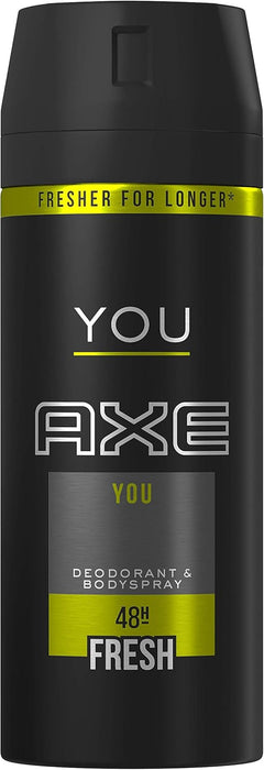 AXE You Desodorante Bodyspray para Hombre, 48h de Protección, Pack de 3x150ml. Fragancia masculina moderna con madera de ámbar y canela especiada. Axe - presentacion