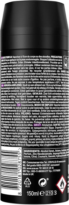 Mega Pack de 6 Desodorantes Axe Excite (6x150 ml). Bodyspray para hombre sin aluminio con un aroma adictivo a coco, avellana y caramelo para una protección de 48h. Axe - presentacion