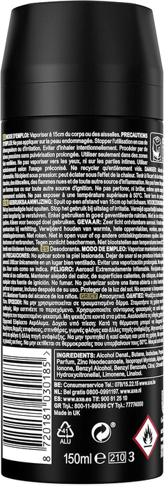 Mega Pack de 6 Desodorantes Axe Gold (6x150 ml). Bodyspray para hombre con 48h de protección, Tecnología Dual Action y un aroma a madera de agar y vainilla. Axe - detalle