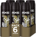 Mega Pack de 6 Desodorantes Axe Gold (6x150 ml). Bodyspray para hombre con 48h de protección, Tecnología Dual Action y un aroma a madera de agar y vainilla. Axe - frontal