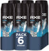 Mega Pack de 6 Desodorantes Axe Ice Chill (6x150 ml). Bodyspray para hombre que baja 6°C la temperatura corporal al instante, con un aroma a menta y limón helado. Axe - frontal