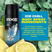 Mega Pack de 6 Desodorantes Axe Ice Chill (6x150 ml). Bodyspray para hombre que baja 6°C la temperatura corporal al instante, con un aroma a menta y limón helado. Axe - presentacion
