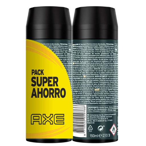 Pack Ahorro de 2 Desodorantes Axe Dark Temptation (2x150 ml). Bodyspray con Tecnología Dual Action y Zinc Complex para una protección irresistible de 48 horas. Axe - pack