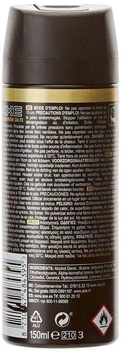 Pack de 2 Desodorantes Axe Gold (2x150 ml). Una fragancia masculina y sofisticada con madera de agar y vainilla negra que te ofrece hasta 48 horas de protección. Axe - pack