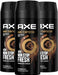 Pack de 3 Desodorantes Axe Dark Temptation (3x150 ml). Bodyspray para hombre con aroma a chocolate y protección de 48h gracias a su Tecnología Dual Action. Axe - pack