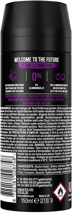 Pack de 3 Desodorantes Axe Excite (3x150 ml). Un bodyspray para hombre sin aluminio con 48h de protección y una fragancia adictiva de coco, avellana y caramelo. Axe - ingredientes