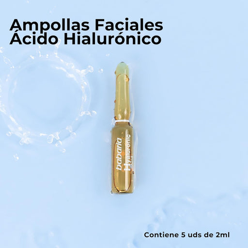 Babaria Ampollas Faciales Flash con Ácido Hialurónico, Efecto Lifting Inmediato. Tratamiento intensivo de 5x2ml para una hidratación profunda y piel más tersa. Babaria - pack