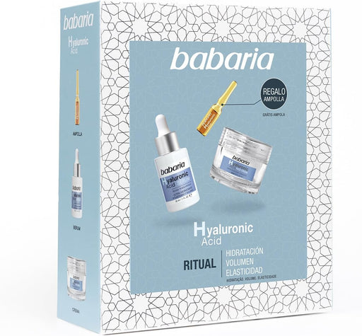 Set de Regalo Mujer Babaria con Rutina Facial Completa de Ácido Hialurónico: Incluye Sérum 30ml, Crema 50ml y Ampolla Flash 2ml para una Hidratación Profunda y Antiedad. Babaria - pack
