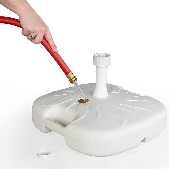 BESCH Base Soporte para Sombrilla o Parasol, 34x34x20 cm. Rellenable con hasta 15 litros de agua o arena y compatible con mástiles de 18 a 32 mm de diámetro. Besch - ingredientes