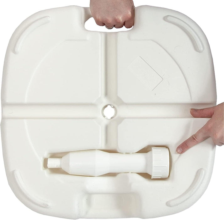 BESCH Base Soporte para Sombrilla o Parasol, 34x34x20 cm. Rellenable con hasta 15 litros de agua o arena y compatible con mástiles de 18 a 32 mm de diámetro. Besch - pack
