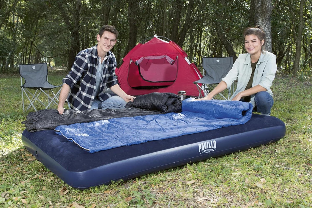 Bestway Colchón Hinchable Doble (191x137x22 cm). Cama de aire para 2 personas ideal para interior y exterior, con superficie flocada y estructura resistente I-Beam. Bestway - pack