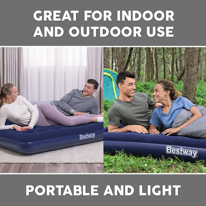 Bestway Colchón Hinchable Doble (191x137x22 cm). Cama de aire para 2 personas ideal para interior y exterior, con superficie flocada y estructura resistente I-Beam. Bestway - zoom