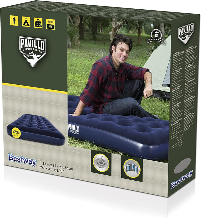 Bestway Colchón Hinchable Individual Aeroluxe (188x99x22 cm). Cama de aire para interior y exterior con superficie flocada, estructura Tritech y válvula de inflado rápido. Bestway - detalle