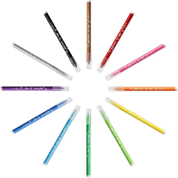Estuche de 12 Rotuladores BIC Kids Kid Couleur, con punta media bloqueada y tinta ultra lavable. La herramienta ideal para desatar la creatividad de los niños de forma segura. Bic - ingredientes