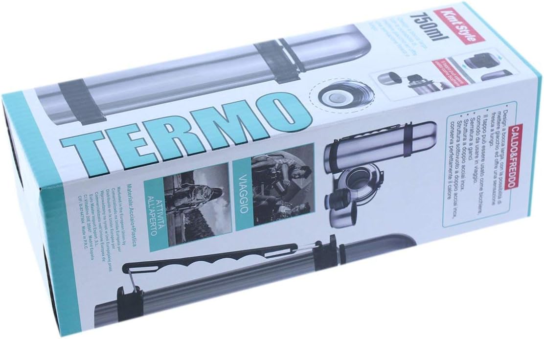 Termo Kmt Style de 750ml, de Acero Inoxidable. Botella térmica portátil con diseño moderno, a prueba de derrames, ideal para llevar al gimnasio, a la oficina o de excursión. Bigbuy Home - ingredientes