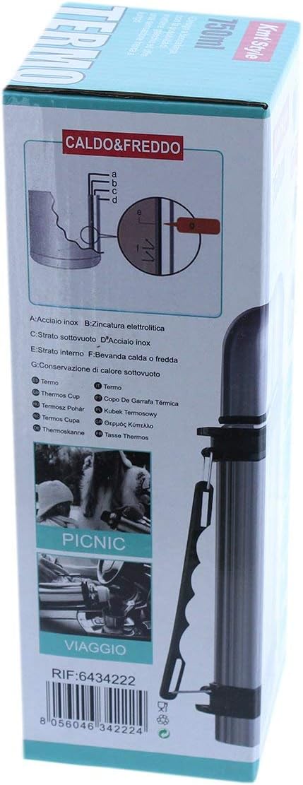 Termo Kmt Style de 750ml, de Acero Inoxidable. Botella térmica portátil con diseño moderno, a prueba de derrames, ideal para llevar al gimnasio, a la oficina o de excursión. Bigbuy Home - pack
