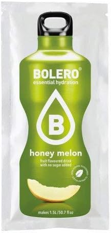 Bolero Bebida en Polvo Sabor Melón con Miel, Caja de 24x9g. Preparado hipocalórico para bebida fría, sin azúcar, con Stevia y enriquecido con Vitamina C. Bolero - lateral