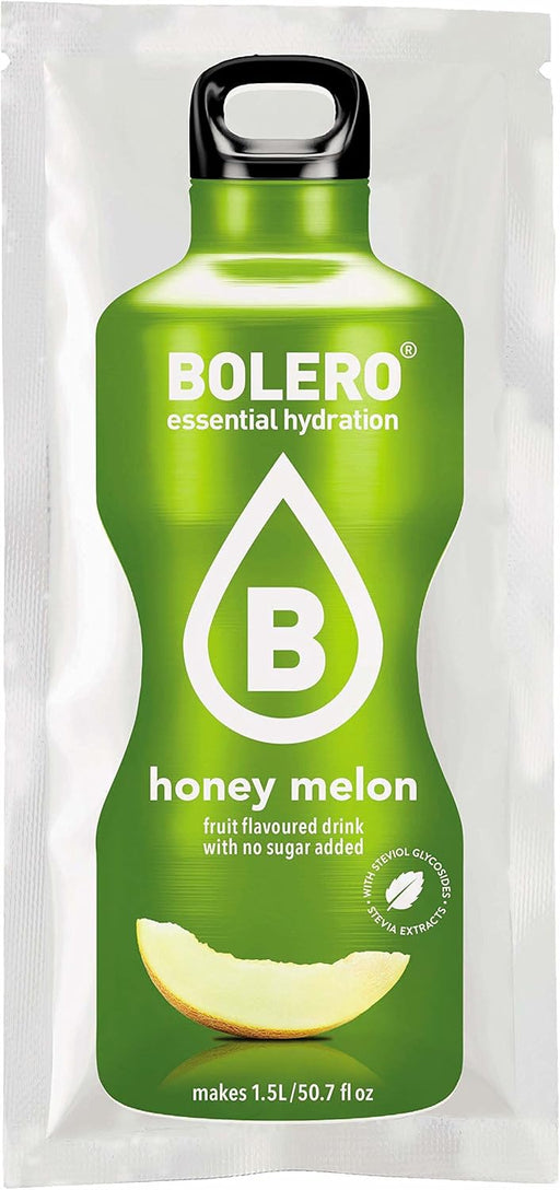 Bolero Bebida en Polvo Sabor Melón con Miel, Caja de 24x9g. Preparado hipocalórico para bebida fría, sin azúcar, con Stevia y enriquecido con Vitamina C. Bolero - pack