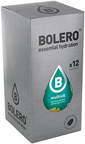 Bolero Bebida en Polvo Sabor Multivitaminas, Caja de 24x9g. Preparado hipocalórico sin azúcar, con Stevia y Vitaminas A, C y E para un refresco funcional. Bolero - lateral