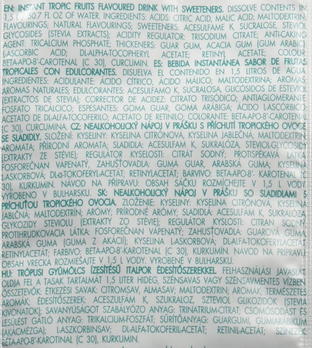 Bolero Bebida en Polvo Sabor Multivitaminas, Caja de 24x9g. Preparado hipocalórico sin azúcar, con Stevia y Vitaminas A, C y E para un refresco funcional. Bolero - uso