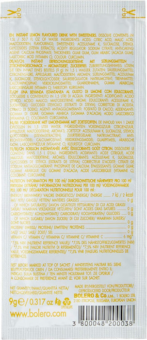 Bolero Bebida Instantánea en Polvo Sabor Limón, Caja de 24x9g. Un refresco bajo en calorías y sin azúcar con Stevia, ideal para la hidratación diaria o durante el deporte. Bolero - extra