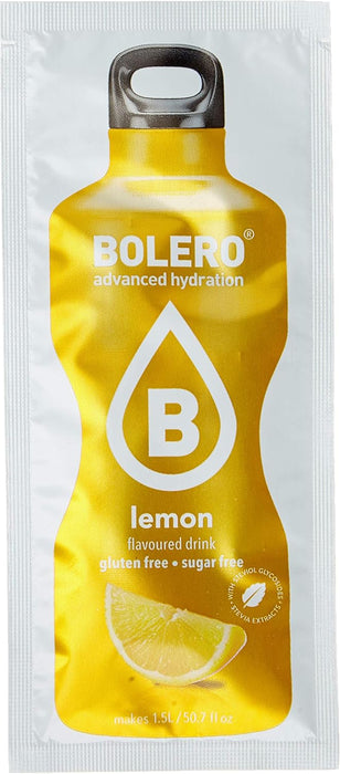 Bolero Bebida Instantánea en Polvo Sabor Limón, Caja de 24x9g. Un refresco bajo en calorías y sin azúcar con Stevia, ideal para la hidratación diaria o durante el deporte. Bolero - presentacion