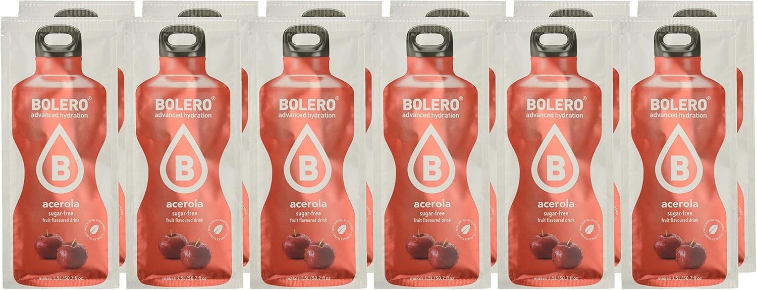 Bolero Bebida Instantánea Sabor Acerola, Pack Ahorro de 12 sobres de 9g. Refresco en polvo sin azúcar, enriquecido con Vitamina C y perfecto para una hidratación saludable. Bolero - ingredientes