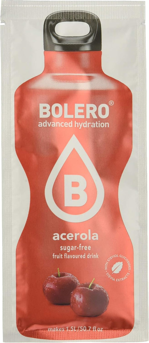 Bolero Bebida Instantánea Sabor Acerola, Pack Ahorro de 12 sobres de 9g. Refresco en polvo sin azúcar, enriquecido con Vitamina C y perfecto para una hidratación saludable. Bolero - pack