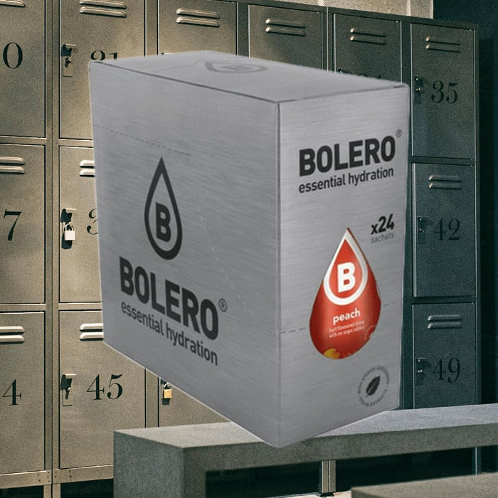 Bolero Bebida Instantánea Sabor Albaricoque, Caja de 24x9g. Preparado en polvo sin azúcar, con Stevia y Vitamina C para una hidratación esencial con un delicioso toque frutal. Bolero - pack