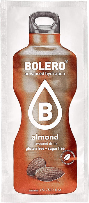 Bolero Bebida Instantánea Sabor Almendra, Pack de 12x9g. Preparado en polvo sin azúcar, con Stevia y Vitamina C, sin gluten ni lactosa para una hidratación gourmet y saludable. Bolero - uso