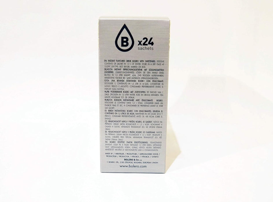 Bolero Bebida Instantánea Sabor Almendra, Pack de 24x9g. Un refresco en polvo bajo en calorías, sin azúcar y con Stevia para una hidratación óptima y llena de sabor. Bolero - detalle