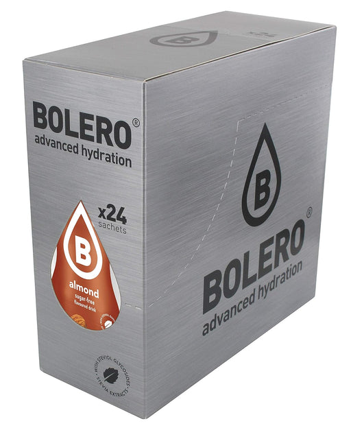 Bolero Bebida Instantánea Sabor Almendra, Pack de 24x9g. Un refresco en polvo bajo en calorías, sin azúcar y con Stevia para una hidratación óptima y llena de sabor. Bolero - pack