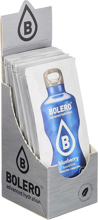 Bolero Bebida Instantánea Sabor Arándano, Pack de 12x9g. Un refresco en polvo bajo en calorías y sin azúcar con Stevia, ideal para la hidratación diaria o durante el deporte. Bolero - ingredientes