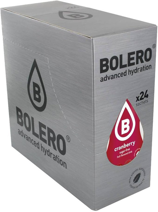 Bolero Bebida Instantánea Sabor Arándano Rojo, Caja de 24x9g. Preparado en polvo sin azúcar con Stevia y Vitamina C para una hidratación saludable, baja en calorías y llena de sabor. Bolero - frontal