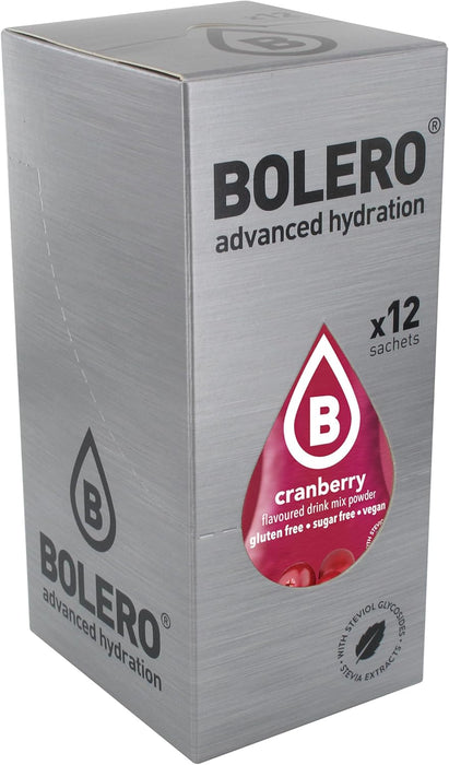 Bolero Bebida Instantánea Sabor Arándanos Rojos, Pack de 12x9g. Un refresco en polvo sin azúcar, bajo en calorías y con Stevia para una hidratación óptima y llena de sabor. Bolero - detalle