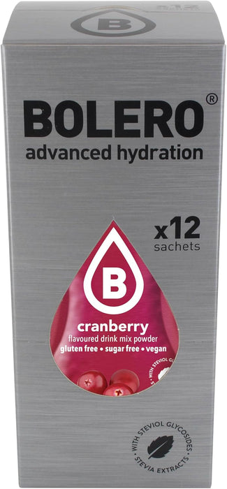 Bolero Bebida Instantánea Sabor Arándanos Rojos, Pack de 12x9g. Un refresco en polvo sin azúcar, bajo en calorías y con Stevia para una hidratación óptima y llena de sabor. Bolero - ingredientes