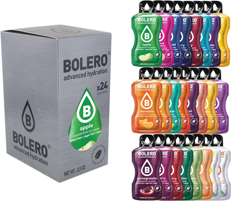 Bolero Bebida Instantánea Sabor Arándanos Rojos, Pack de 12x9g. Un refresco en polvo sin azúcar, bajo en calorías y con Stevia para una hidratación óptima y llena de sabor. Bolero - lateral