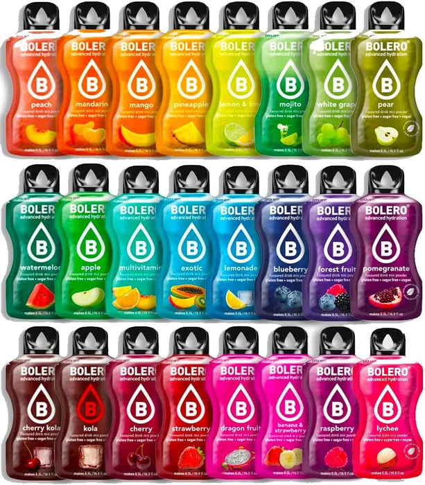 Bolero Bebida Instantánea Sabor Arándanos Rojos, Pack de 12x9g. Un refresco en polvo sin azúcar, bajo en calorías y con Stevia para una hidratación óptima y llena de sabor. Bolero - presentacion