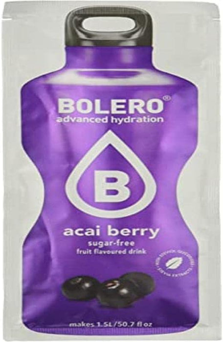 Bolero Bebida Instantánea Sabor Bayas de Açaí, Caja de 24x9g. Preparado en polvo sin azúcar con Stevia y Vitamina C, un refresco antioxidante para una hidratación saludable. Bolero - frontal