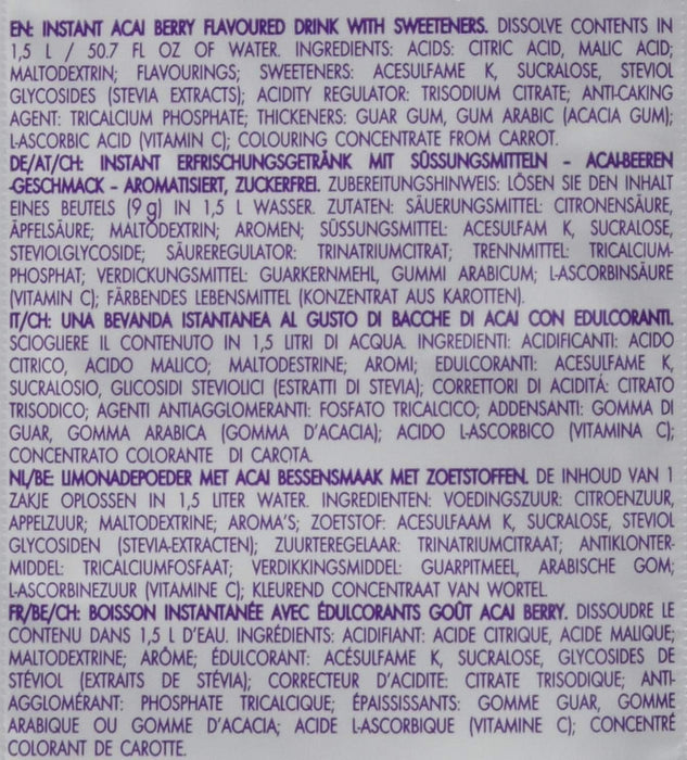 Bolero Bebida Instantánea Sabor Bayas de Açaí, Caja de 24x9g. Preparado en polvo sin azúcar con Stevia y Vitamina C, un refresco antioxidante para una hidratación saludable. Bolero - uso