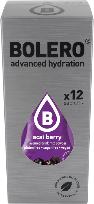 Bolero Bebida Instantánea Sabor Bayas de Açaí, Pack de 12x9g. Preparado en polvo sin azúcar con Stevia y Vitamina C, un refresco antioxidante para una hidratación saludable. Bolero - ingredientes