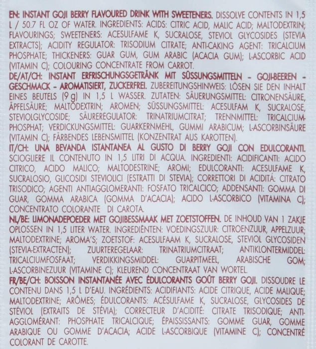 Bolero Bebida Instantánea Sabor Bayas de Goji, Caja de 24x9g. Preparado en polvo sin azúcar con Stevia y Vitamina C, un refresco antioxidante para una hidratación saludable. Bolero - extra